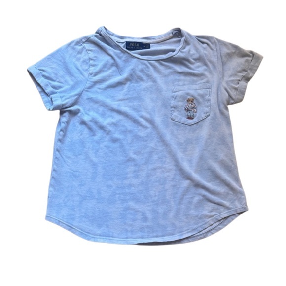 Polo Ralph Lauren Tops - Polo by Ralph Lauren Light Blue Tee with Bear Pocket